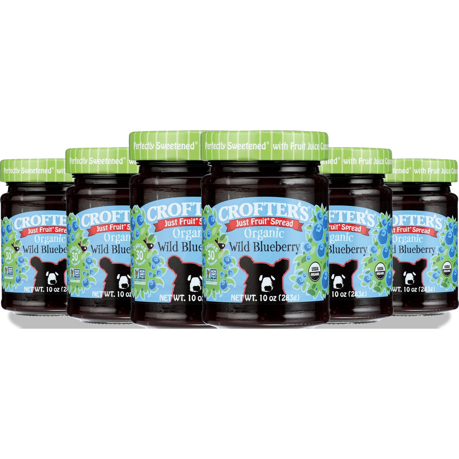 Crofter’S Just Fruit Organic Wild Blueberry Spread 10 Oz Jar 6 Pack