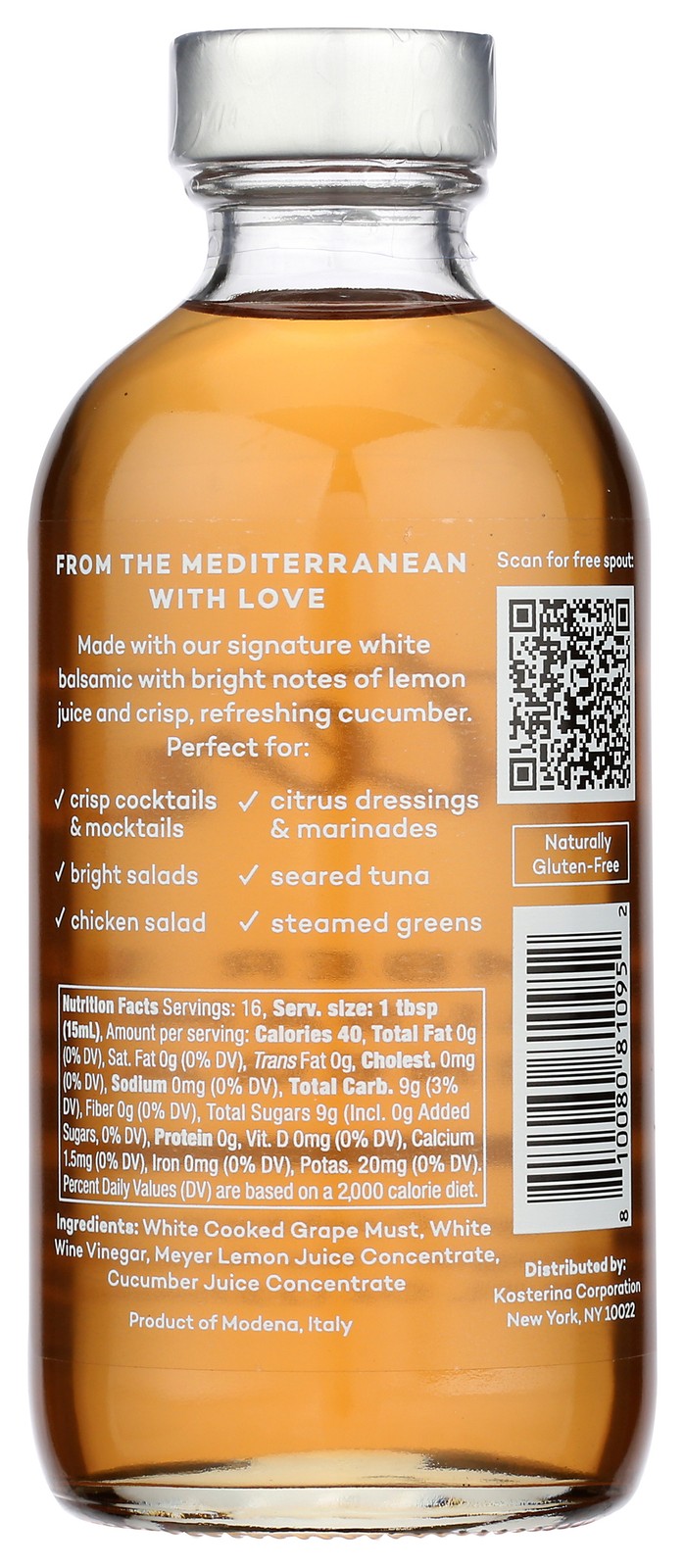 Cucumber Lemon Balsamic Vinegar By Kosterina 8Oz Bottle 6 Pack