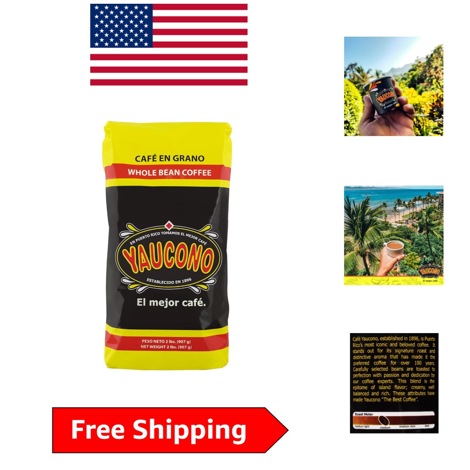 Fresh Puerto Rico Coffee – 2lb Whole Bean Medium Roast, Gluten Free Flavor