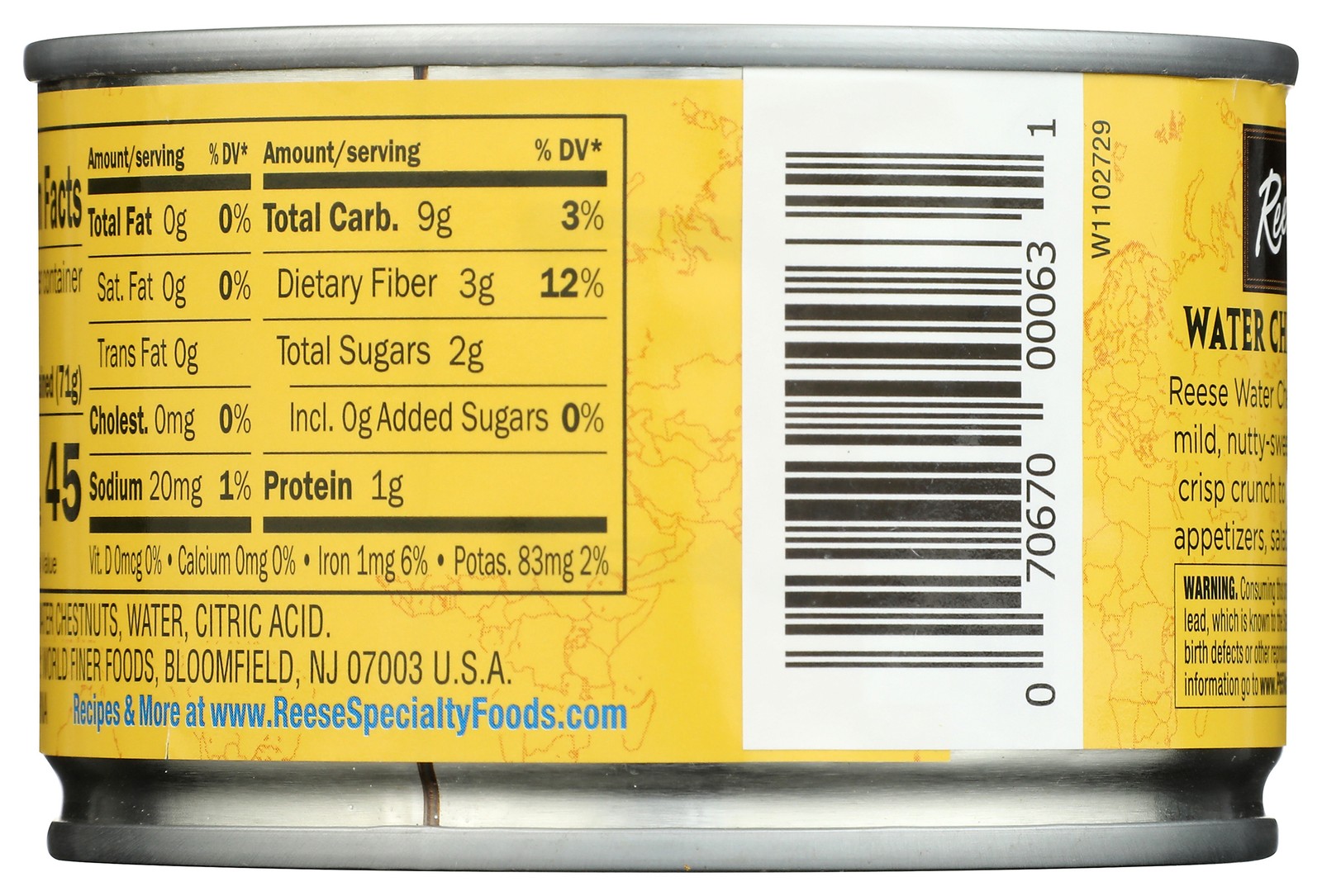 8 Oz Reese Sliced Water Chestnuts 24 Pack