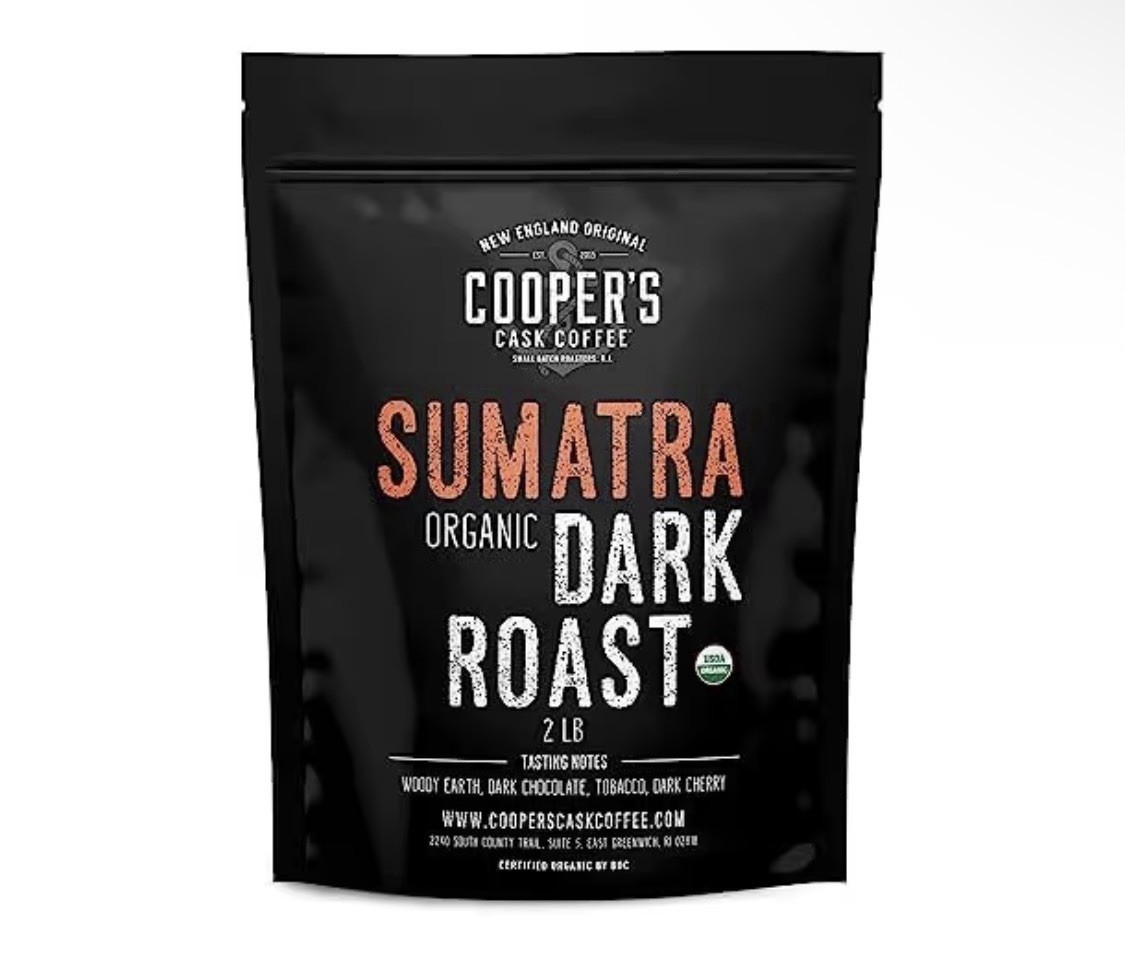 Organic Dark Roast Sumatra, Whole Bean Coffee / 2 LB Best By 11-03-26