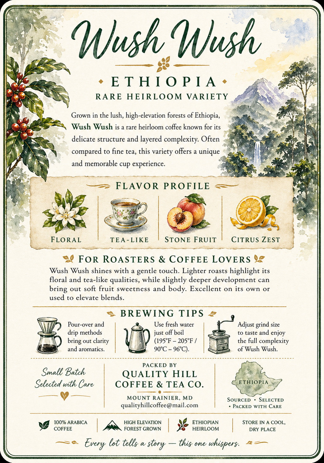 Rare Ethiopia Wush Wush Green Coffee 5 Pounds– Anaerobic Natural