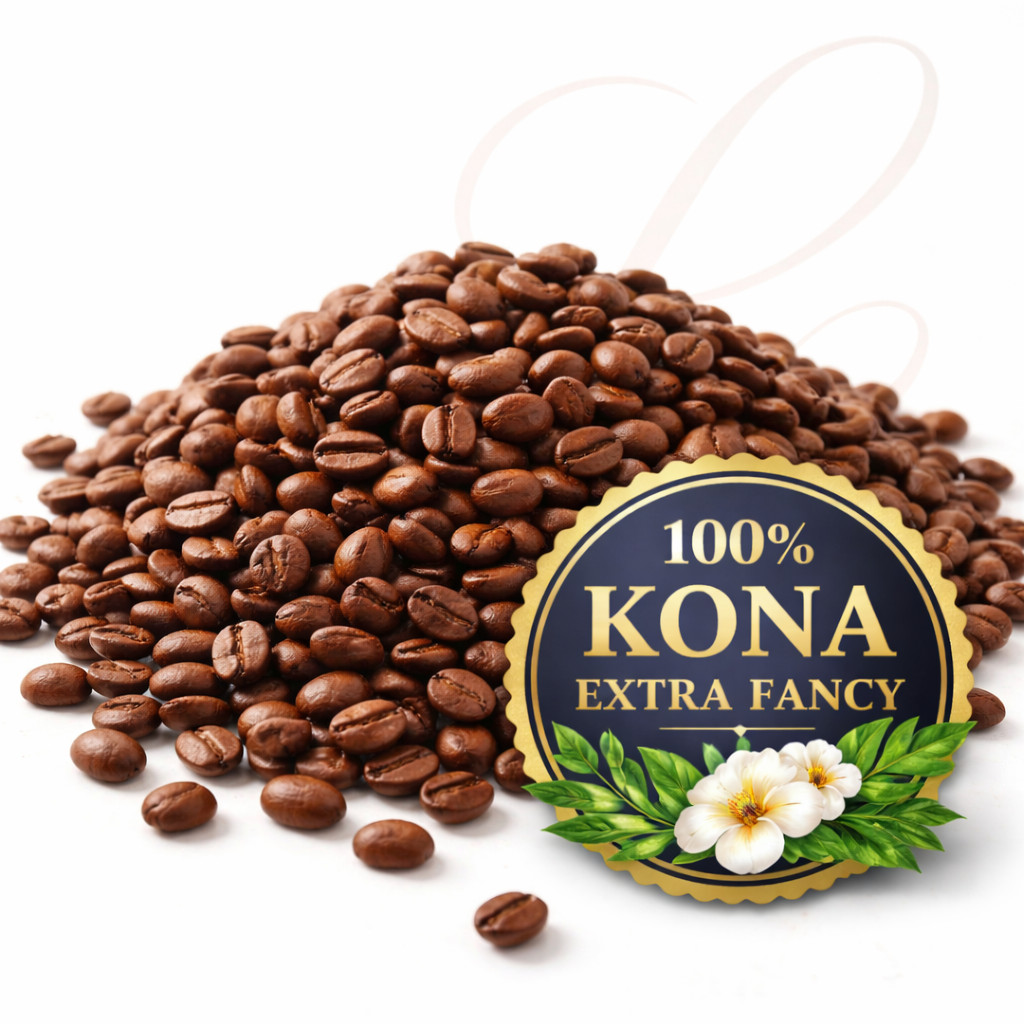 Kona Extra Fancy Coffee, 5 x 1 lb Bags, Medium Roasted to Order or Green Beans