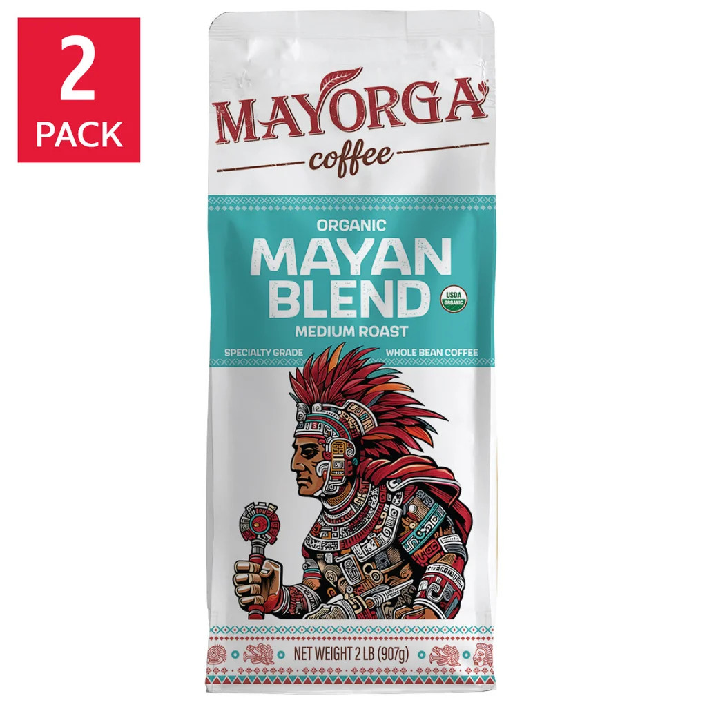 Mayorga Organic Mayan Blend USDA Medium Roast Whole Bean Coffee 2pk Total 4 LB