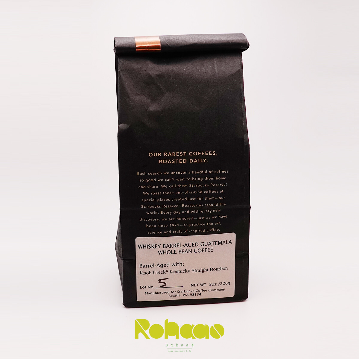 NEW STARBUCKS RESERVE KNOB CREEK BOURBON WHISKEY BARREL-AGED GUATEMALA COFFEE