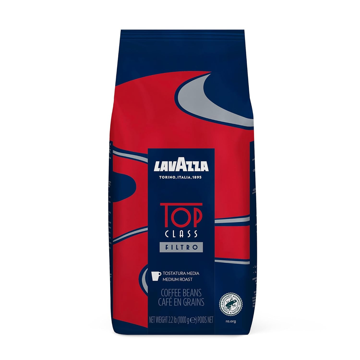 Lavazza Top Class Filtro Whole Bean Coffee Medium Roast 2.2LB Bag, 100% Natural