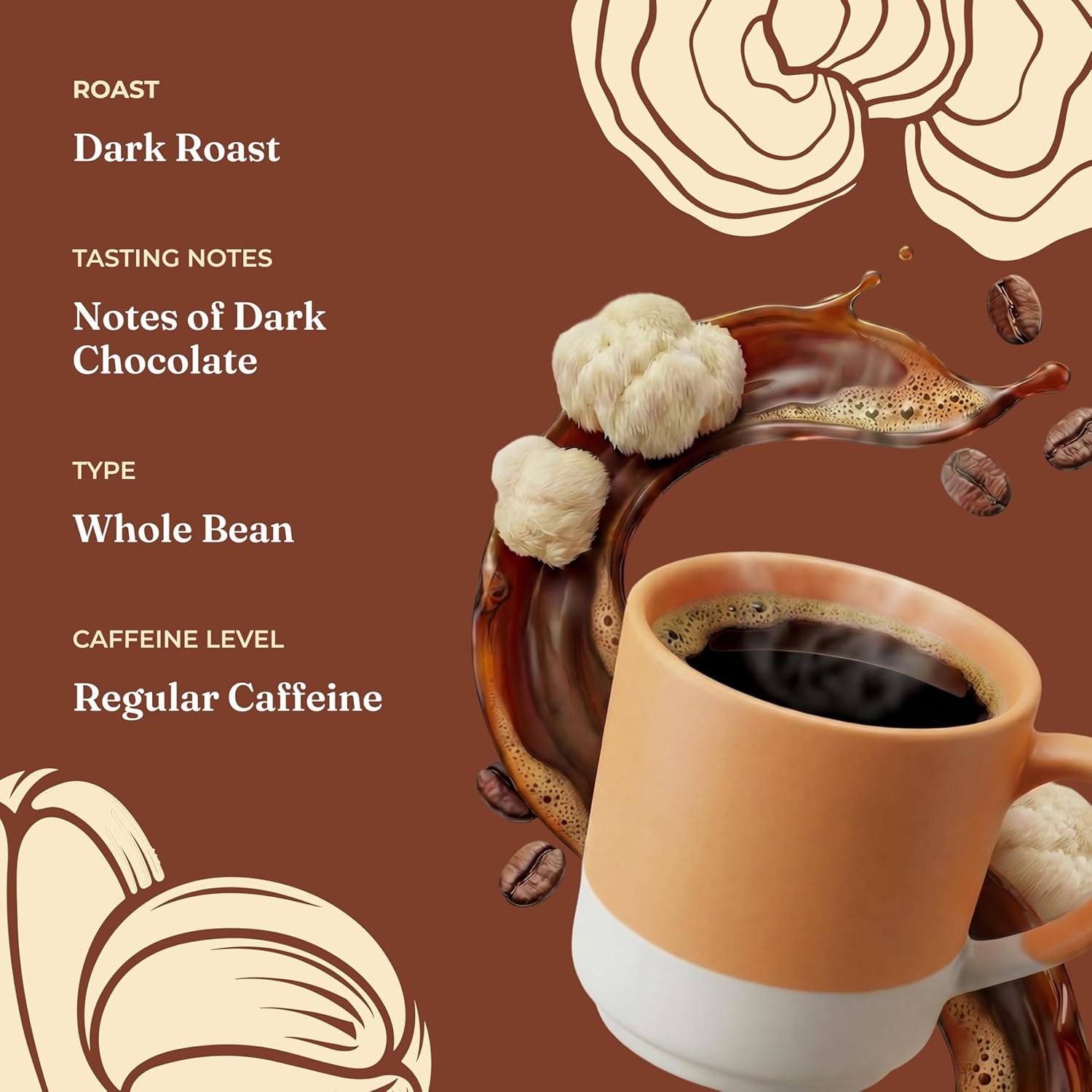 Four Sigmatic Dark Roast Organic Whole Bean Coffee | Gourmet Nootropic Mushroom