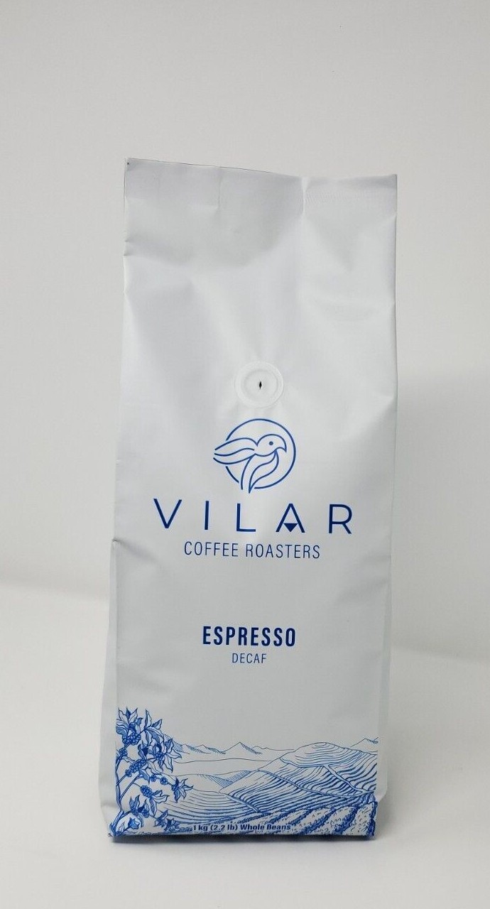 1 Kg, 2.2 Lb Vilar Decaf Espresso Coffee Beans Medium, Decaffeinated, Whole Bean