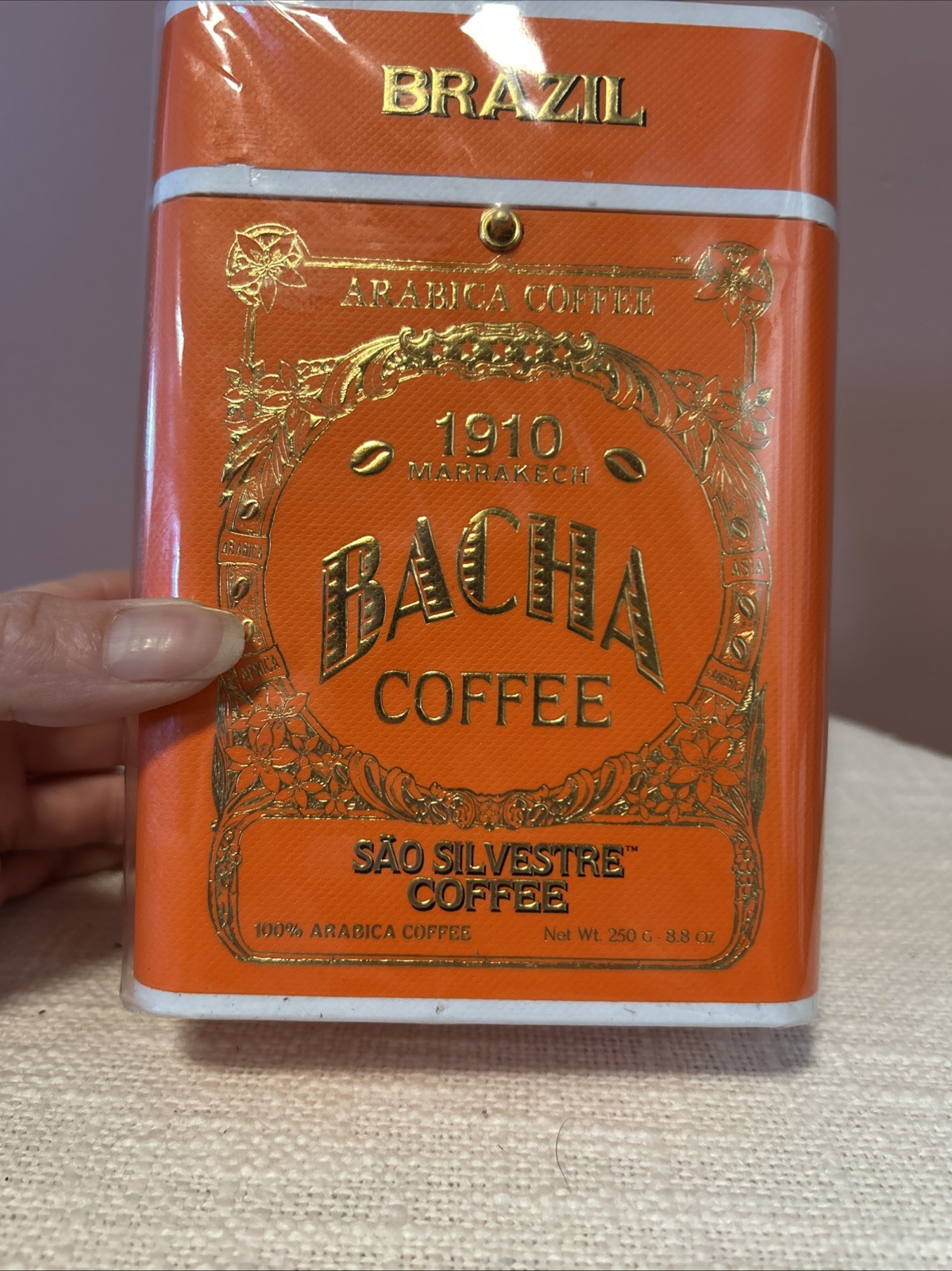Bacha Coffee Cafe Sao Silvestri Brazil Orange Can 8.8 oz Whole Bean 2027