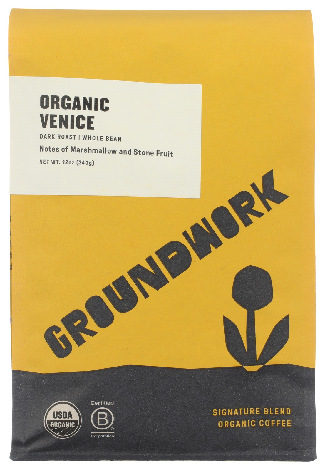Organic Venice Whole Bean Dark Roast Coffee By Groundwork 12 Oz 340G 6 Pack