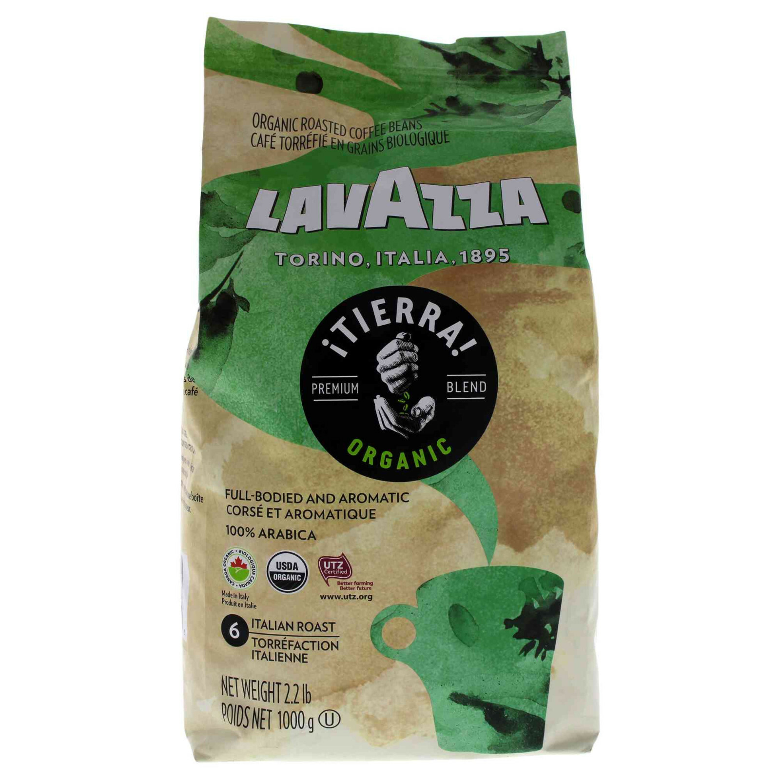 Tierra Organic Roast Whole Bean Coffee by Lavazza – 35.2 oz Coffee