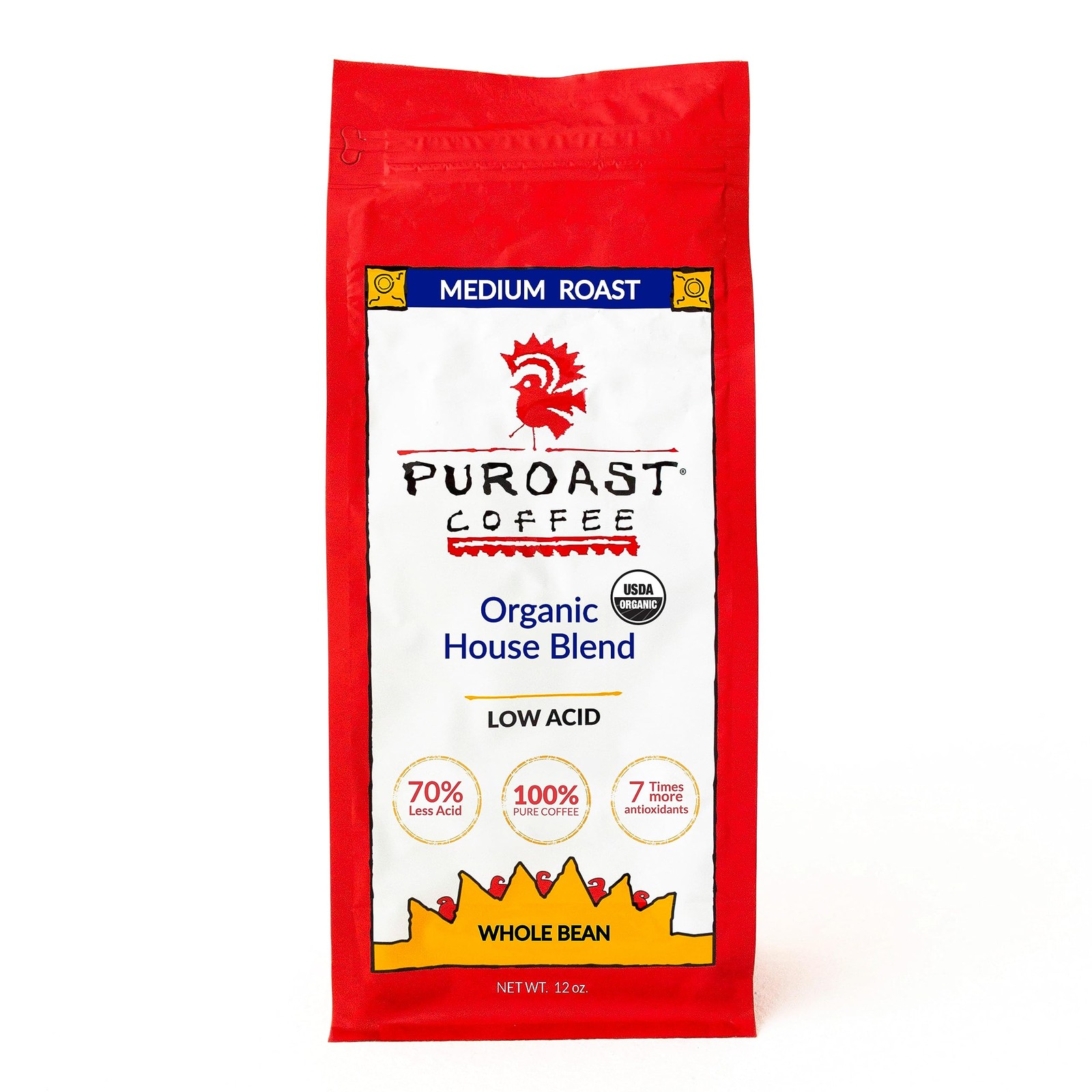 Puroast Low Acid Coffee Bean | Organic House Blend Roast Whole Bean | Medium …