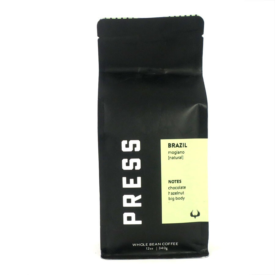 Press Brazil Mogiano, Chocolate, Hazelnut, Big Body, Whole Bean Coffee 12 oz