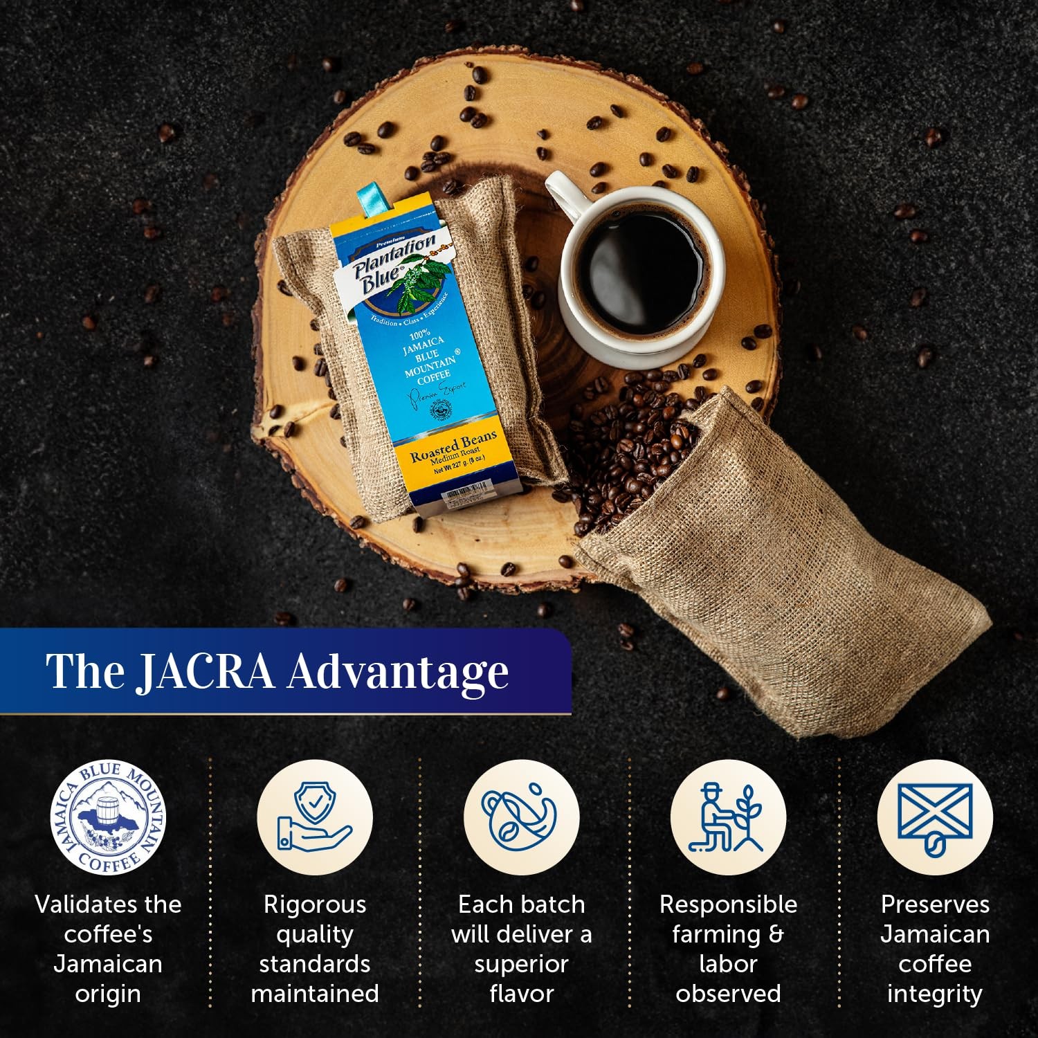 Plantation Blue 100% Blue Mountain Coffee Medium Roast Whole Beans from Jamai…
