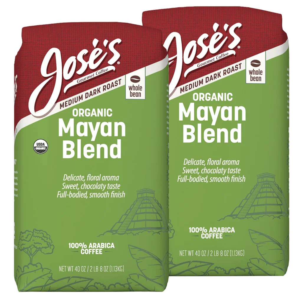 Jose’s Organic Mayan Whole Bean Coffee 2 x 2.5 lb 100% Arabica Medium Dark