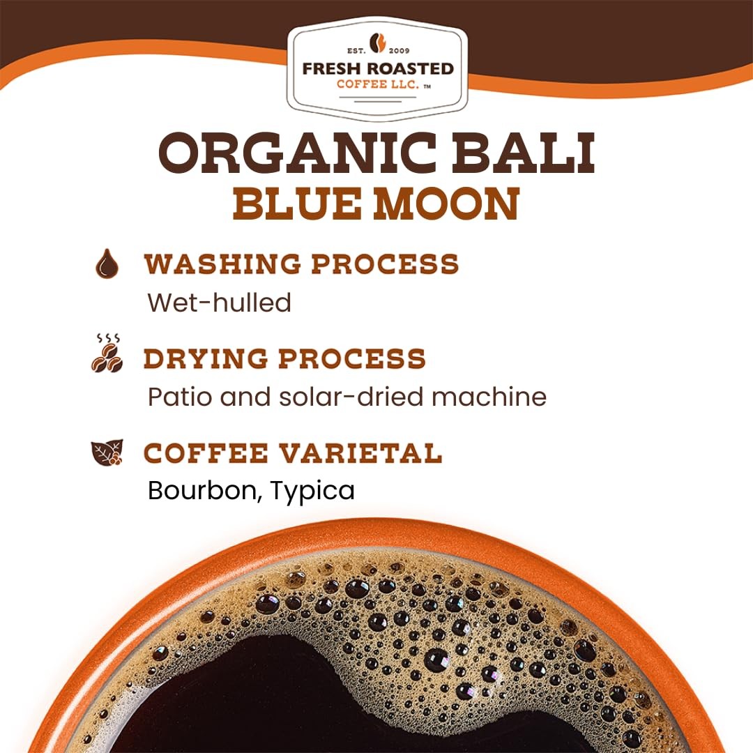 Fresh Roasted Coffee, Organic Bali Blue Moon 32 Ounce (Pack of 1), Coffee