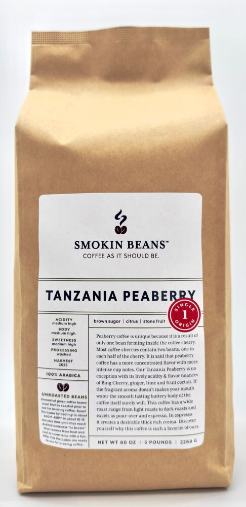 2lb/40lb – Tanzania Peaberry – Specialty Grade – Unroasted Green Coffee Beans