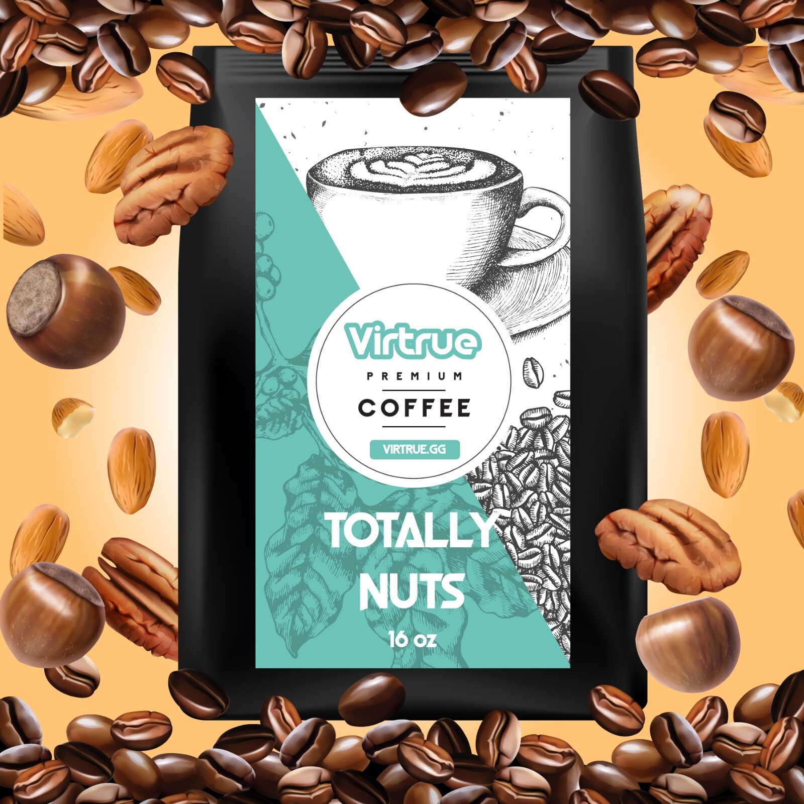 Pecan Almond Hazelnut Flavored Coffee 16oz – Ground or Whole Bean – 5 Stars