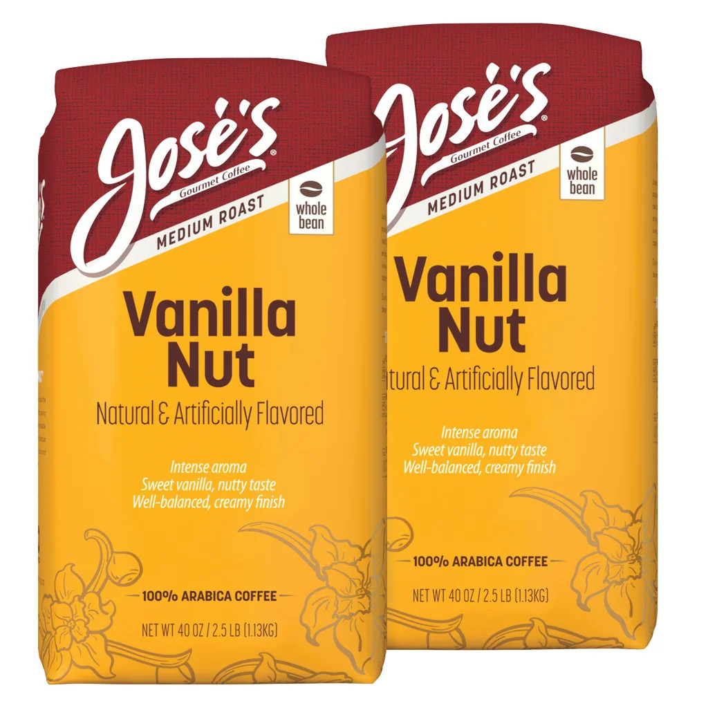 Jose’s Vanilla Nut Whole Bean Coffee 2 x 2.5 lb 100% Arabica Medium Roast
