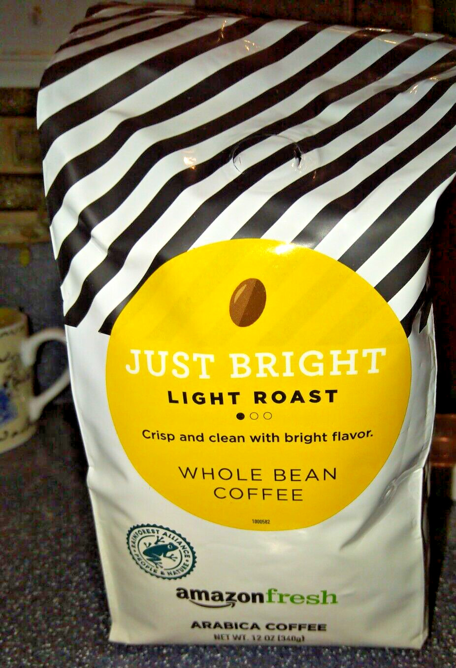 12 oz bag JUST BRIGHT Arabica Coffee whole bean light roast Amazon Fresh Sealed