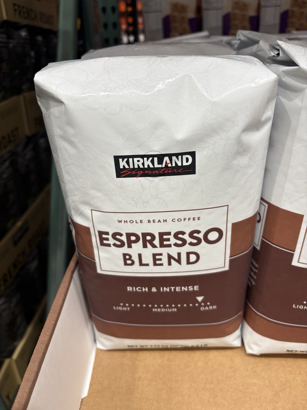 2pack Kirkland Signature Espresso Blend Whole Bean Coffee Dark Roast, 2.5 Pounds