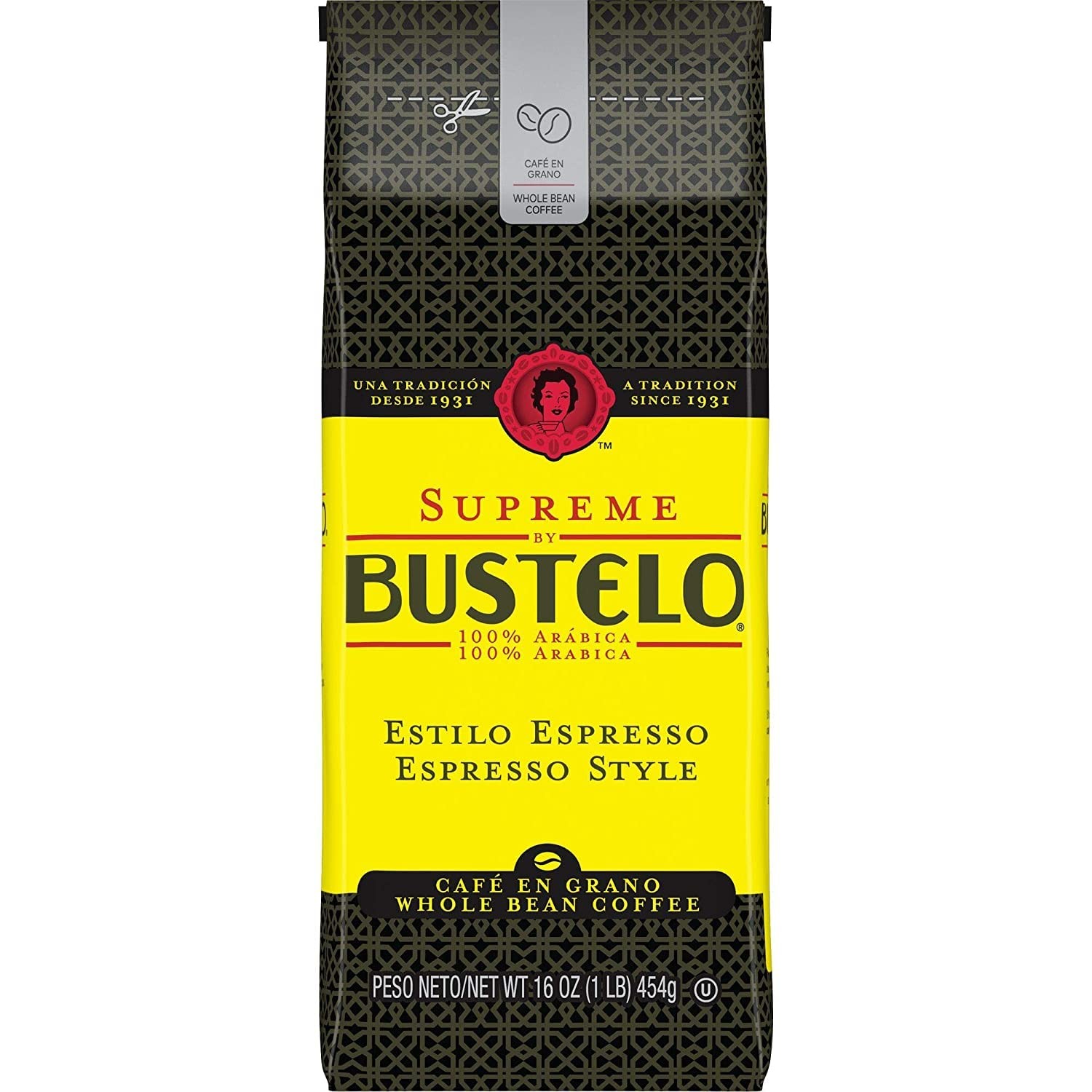 Cafe Bustelo Supreme Whole Bean Espresso Coffee 16-Ounce Bag (1 Pound)