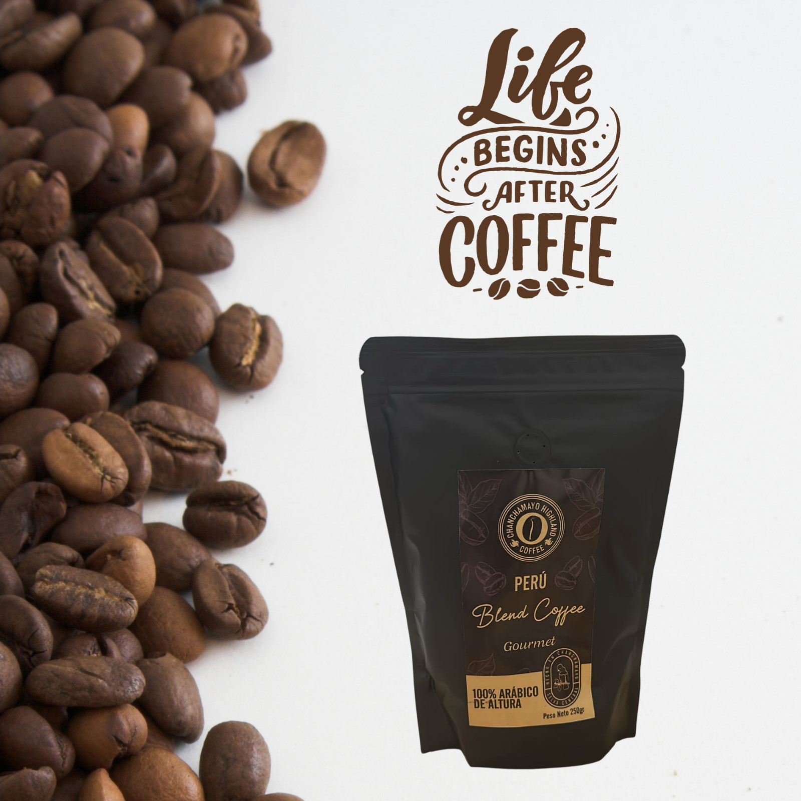 250g Peru Blend Coffee Roasted Bean Arabica Gourmet Blend Home Flavor Fun Gift