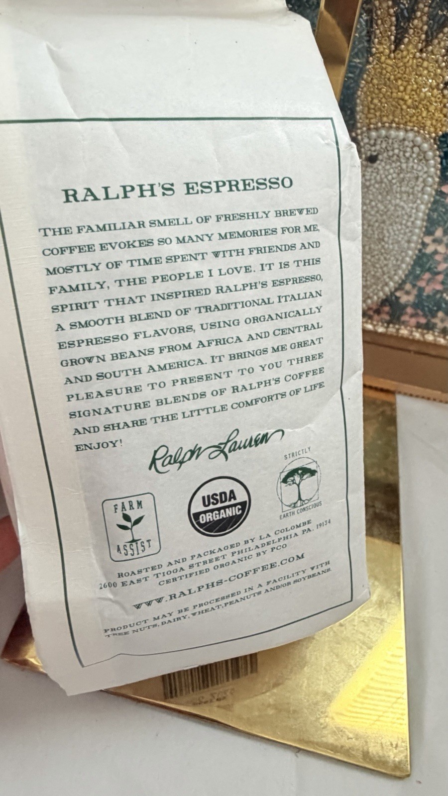RALPH’S Ralph Lauren COFFEE Espresso Medium roast Ground Powder Coffee 12oz 340G