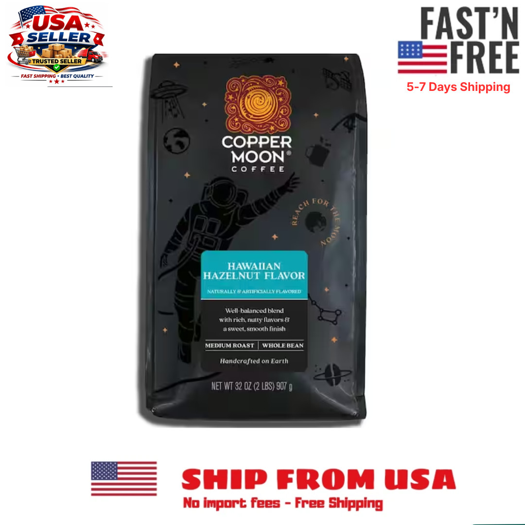 Copper Moon Hawaiian Hazelnut Blend Medium Roast Coffee Whole Bean 32oz.