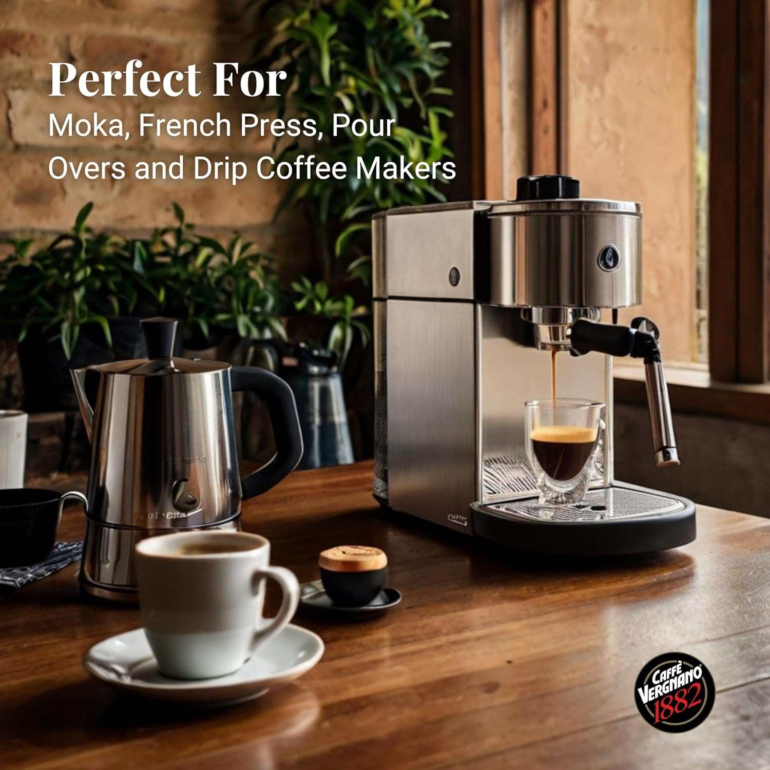 Caffe Vergnano 1882 Whole Bean Arabica Espresso 2.2 lbs – 2 Pack