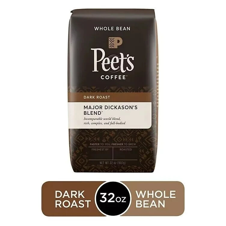 Peet’s Coffee Whole Bean FOUR 32 oz. Bags Peets Major Dickason’s Deep Roast