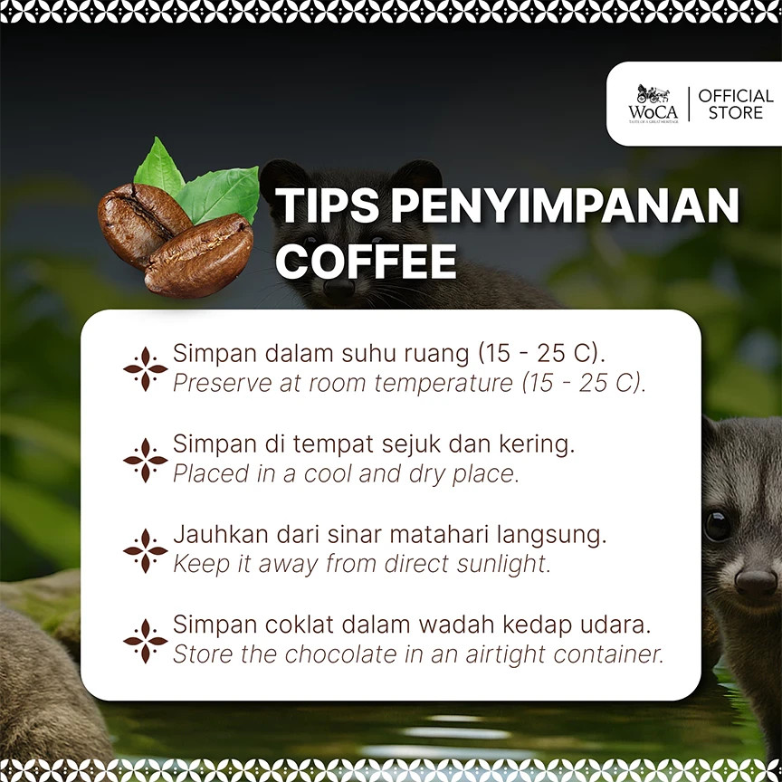 WoCA Kopi Luwak Robusta powder, Bean Coffee 100 gram