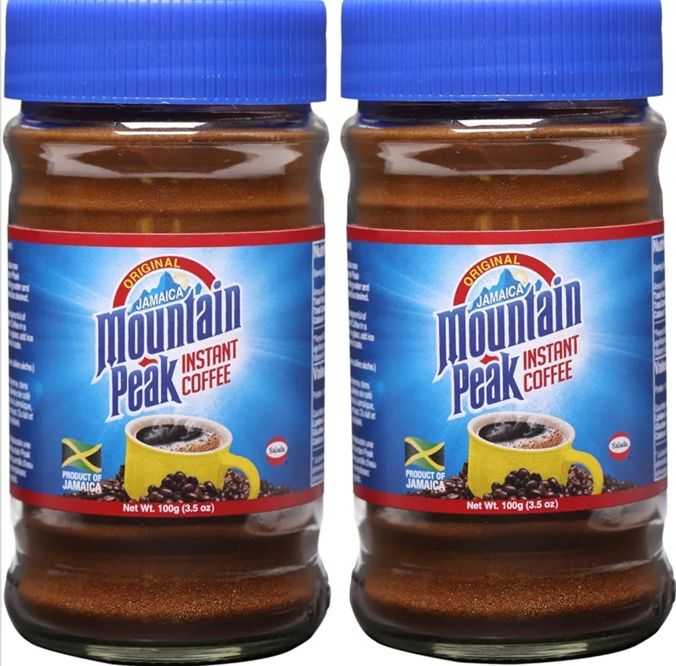Jamaica Blue Mountain Peak Instant Coffee, (2 Pack, 3.5 oz Jars)