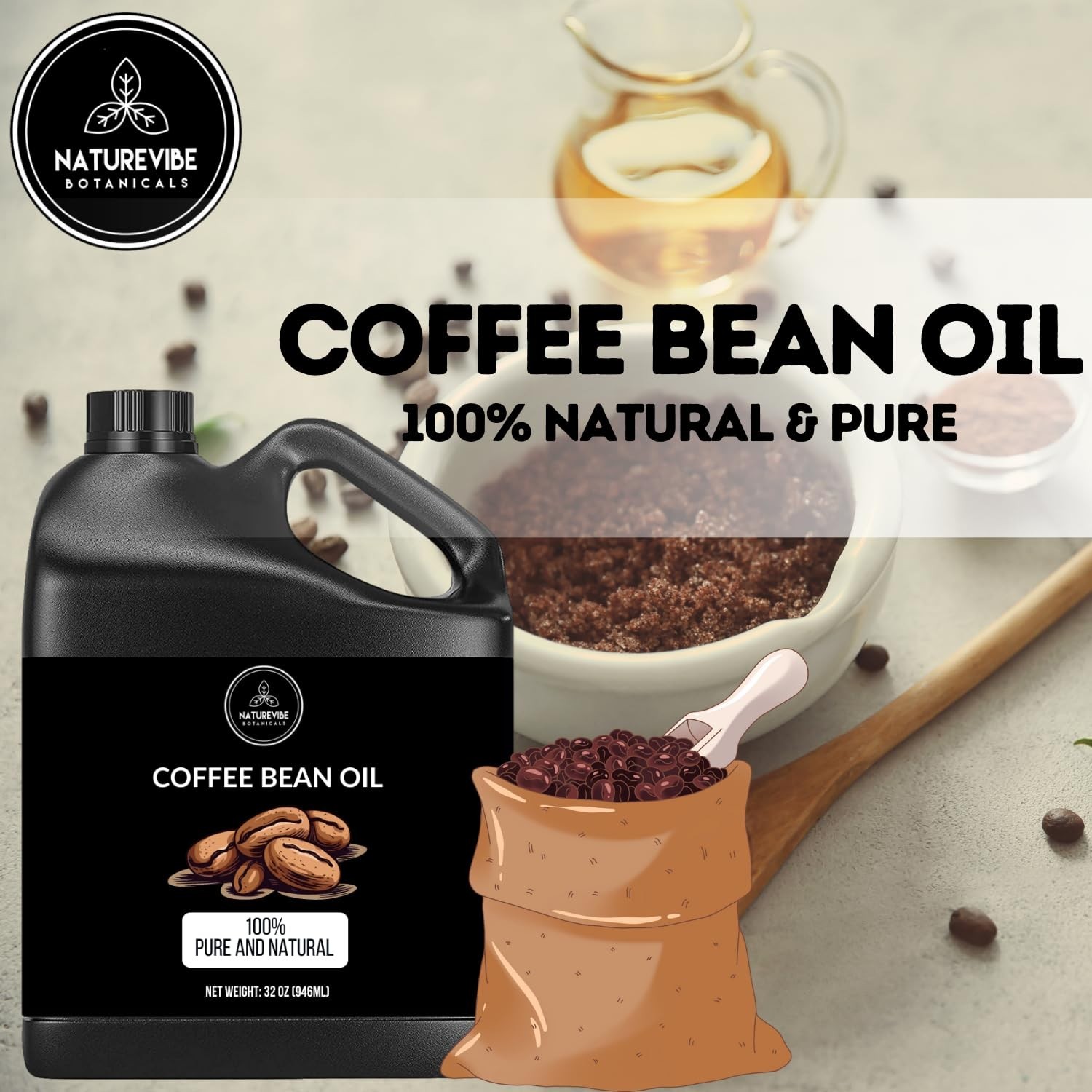 Coffee Bean Oil 32 Ounces | 100% Pure and Natural | Great for Skin Care and H…