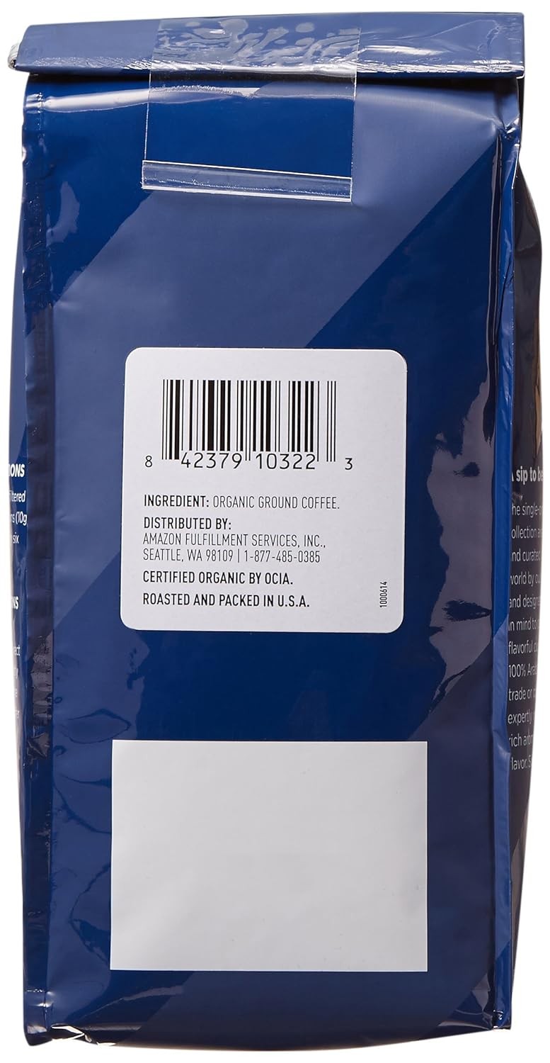 Amazon Fresh Organic Fair Trade Sumatra Ground Coffee, Dark Roast, 12 Ounce