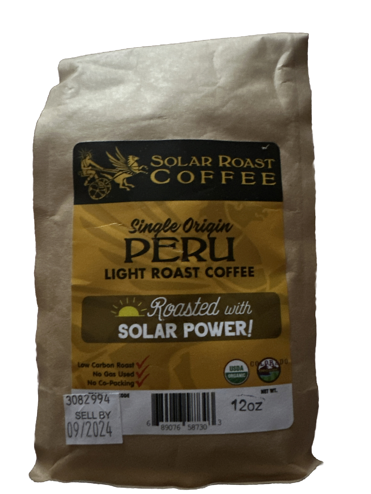 Solar Roast Coffee Peru Organic – Light Roast 12oz