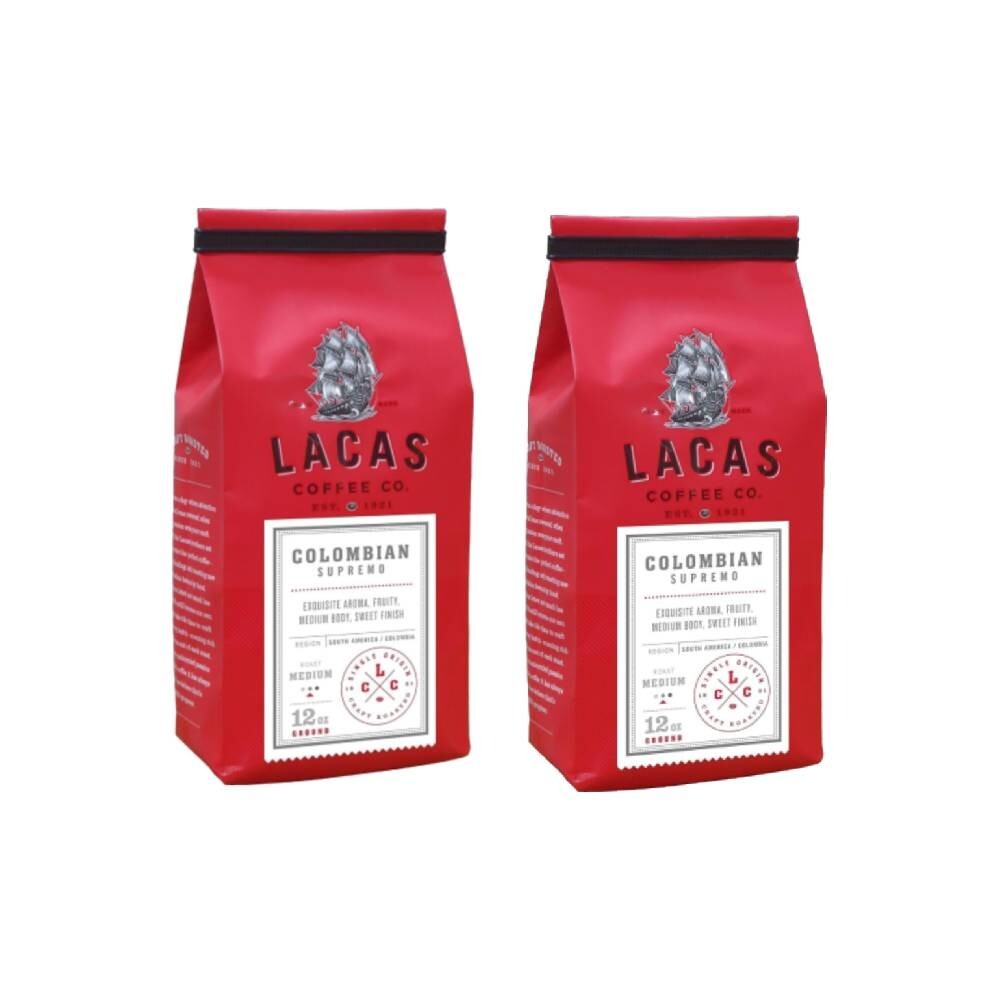 Lacas Coffee Company 2 count Colombian Supremo Medium Fine 12 oz.