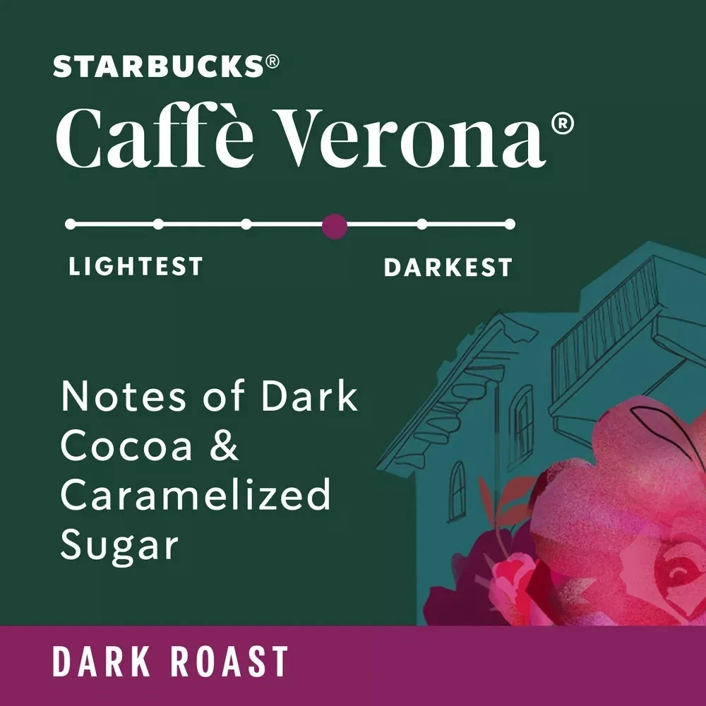 Starbucks Caffe Verona Dark Roast Ground Coffee 12oz 100% Arabica Cocoa Notes