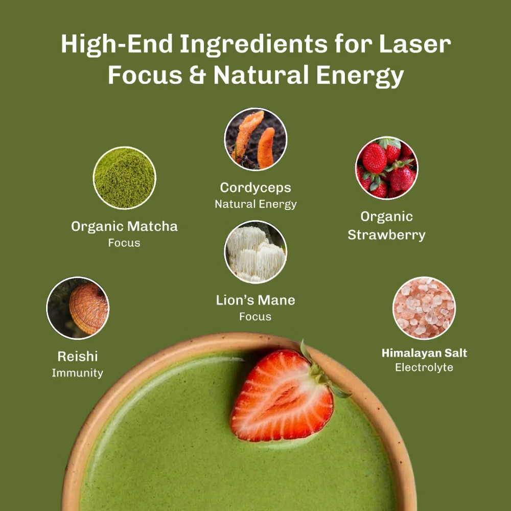 MUDWTR Organic Strawberry Matcha Mushroom Coffee Alternative – 2.1oz