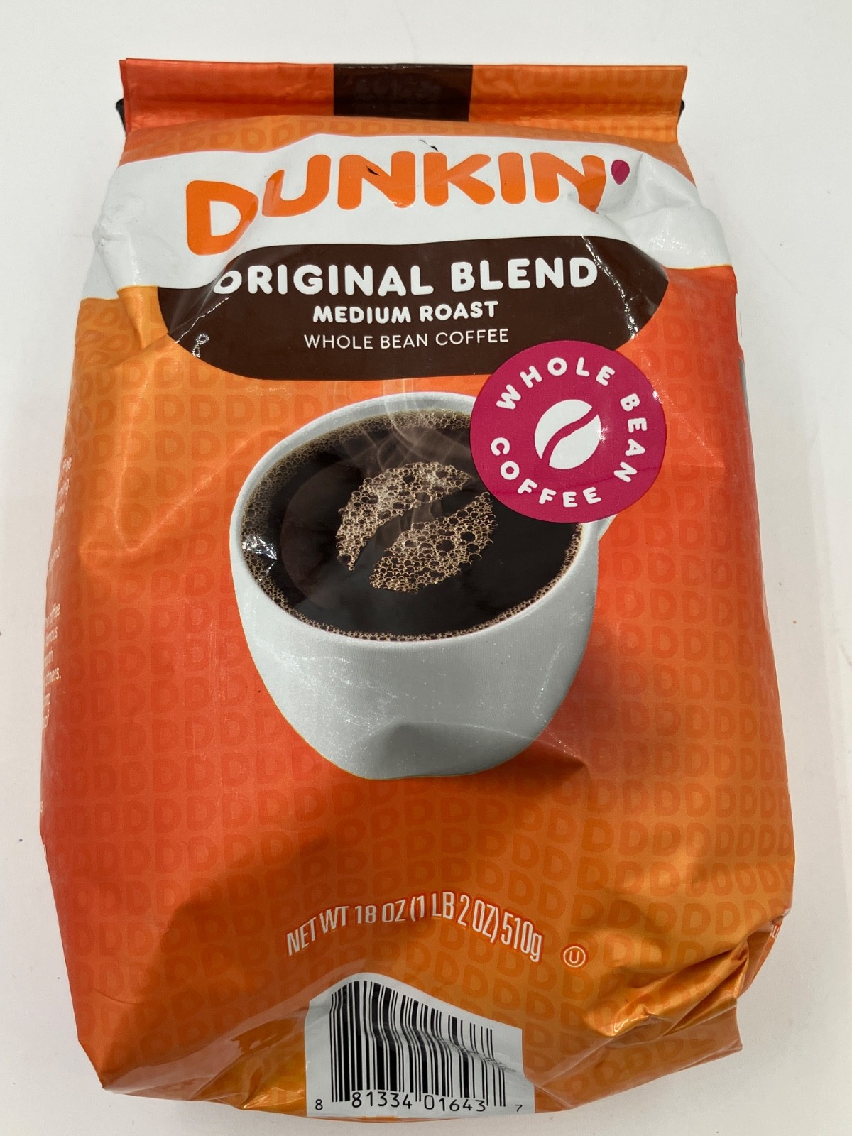 Dunkin’ Original Blend Whole Bean Coffee, Medium Roast, 18 oz Bag BB 12/08/2026