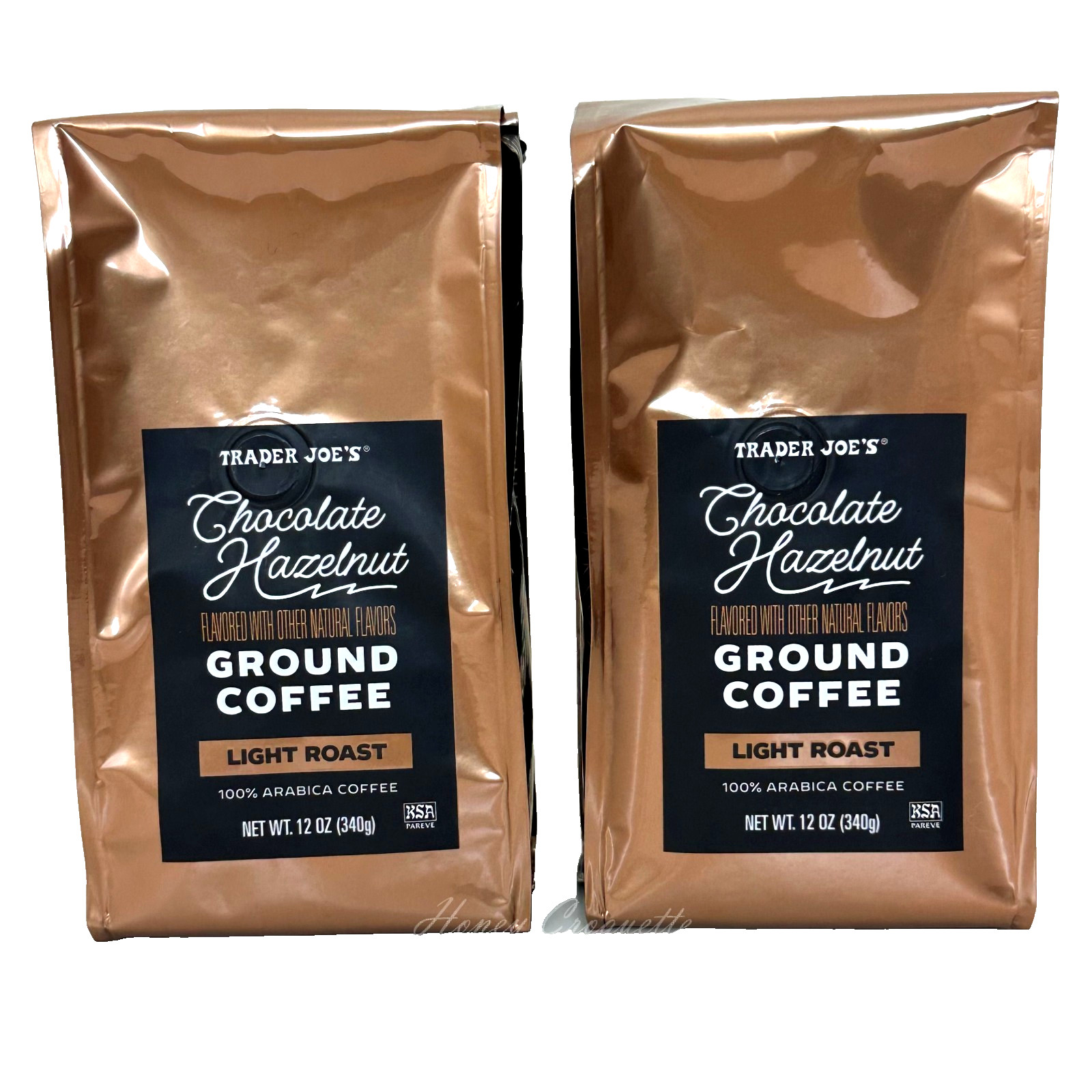 2 Pack Trader Joe’s Chocolate Hazelnut Ground Coffee Light Roast 12 oz Each Pack