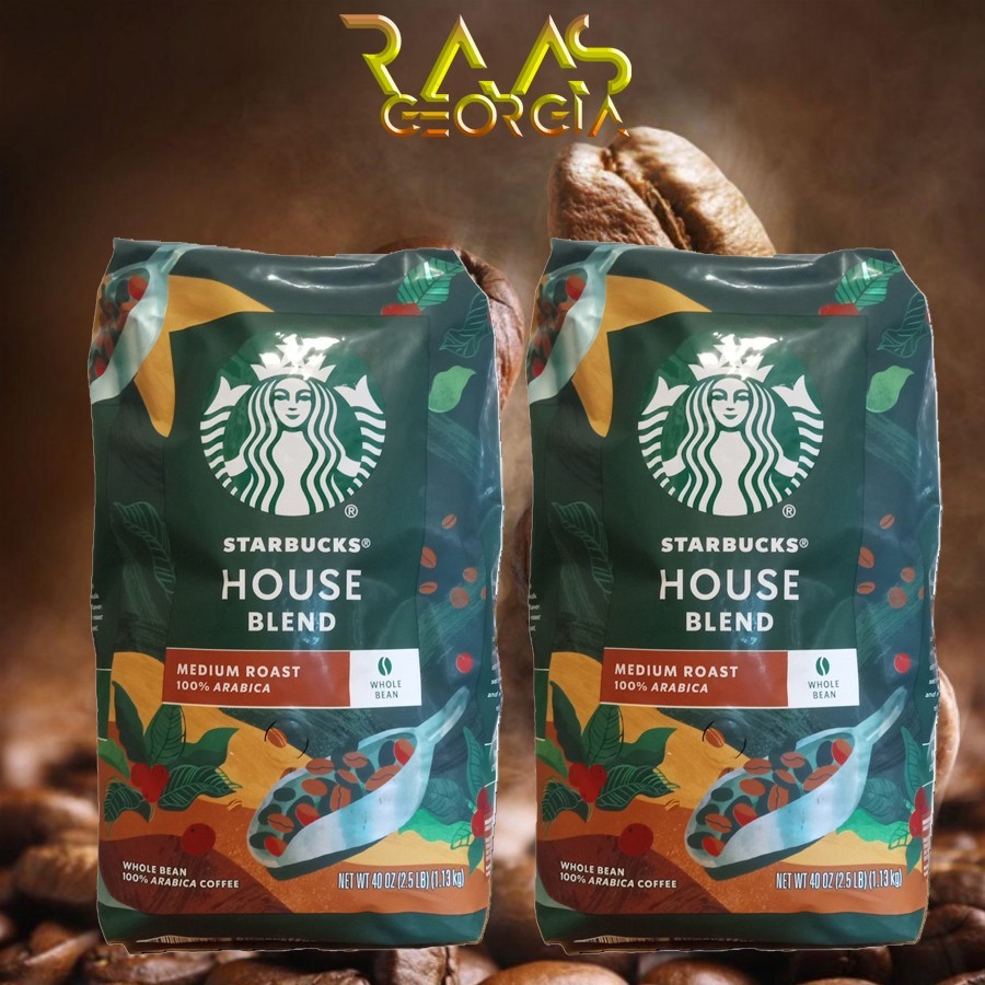 2 Packs Starbucks House Blend Whole Bean Coffee total 80 oz (40 oz Each Pack)