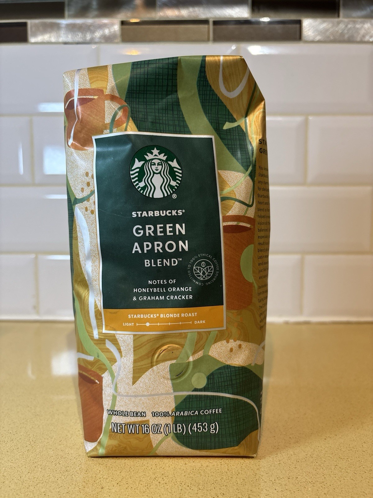 Starbucks Green Apron Blend Blonde Roast Whole Bean Coffee 1lb / 16oz / 453g Bag