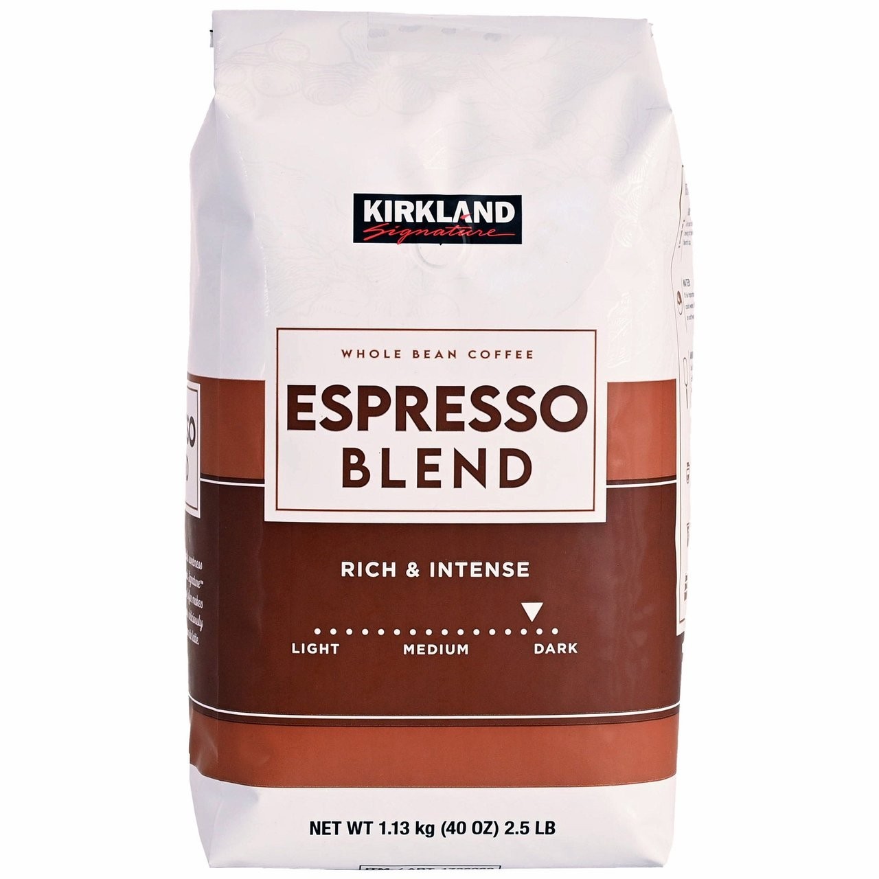 Kirkland Signature Espresso Blend Whole Bean Coffee, Dark Roast, 2.5 Pounds