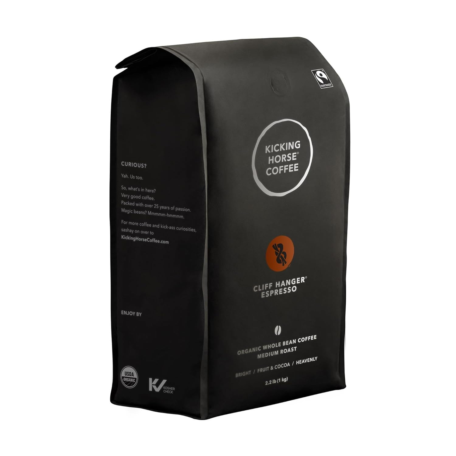 Coffee, Cliff Hanger Espresso, Medium Roast, Whole Bean, 2.2 Pound – Certified O