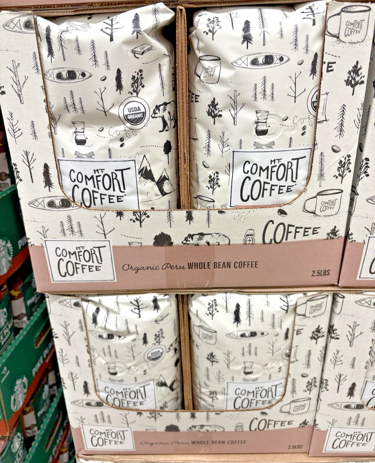 2 Pack Mt. Comfort Organic Peru Medium Roast Whole Bean Coffee 2.5lb Bags Fresh