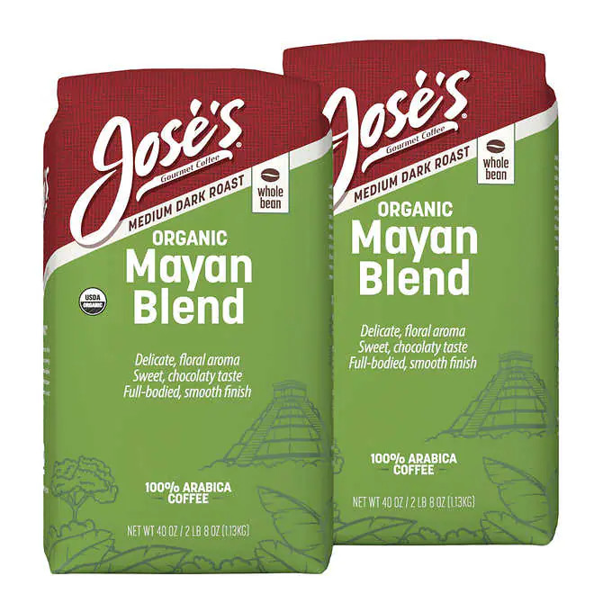 Jose’S 100% Organic Mayan Whole Bean Coffee 2.5 Lb, 2-Pack Medium Dark Roast