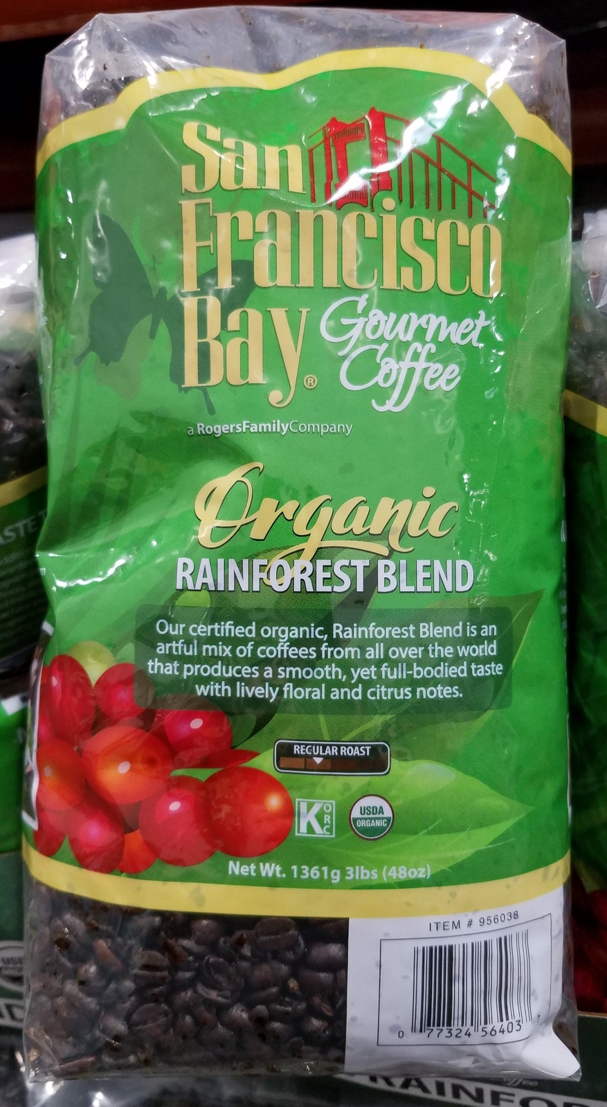 3 Pounds – 100% ORGANIC – San Francisco Bay Rainforest Blend Whole Bean Coffee