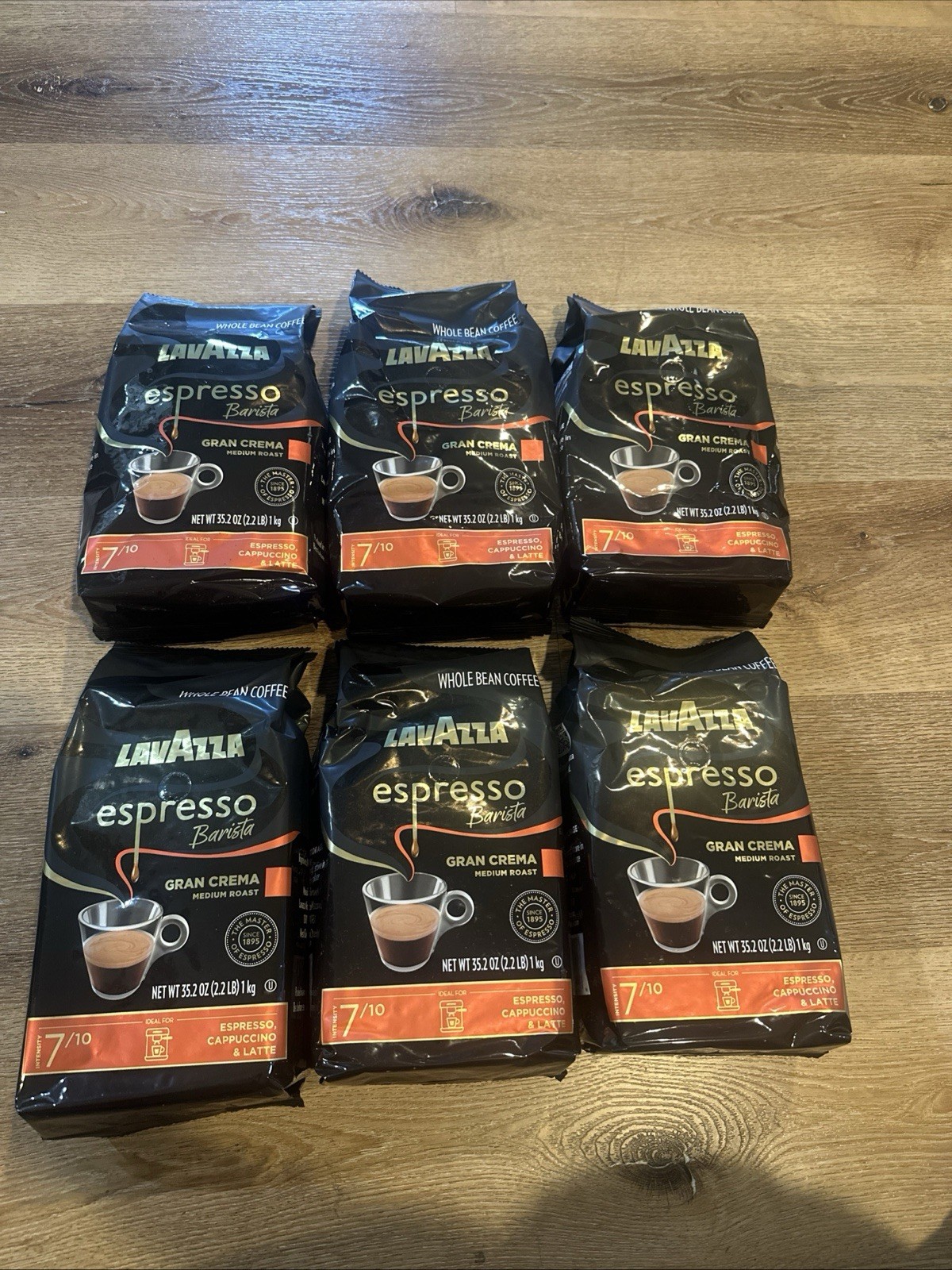 6 PACK – Lavazza Espresso Barista Gran Crema Whole Bean Coffee 2.2 Lbs Bag
