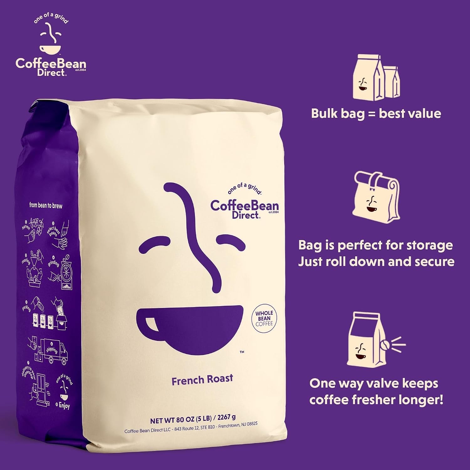 South American & Asian Blend Whole Bean Coffee, 80 oz Bag